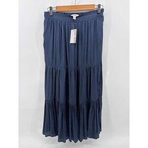 Nine West Blue Maxi Skirt, Lightweight Design, Pleated, Side Slits, Women S NWT